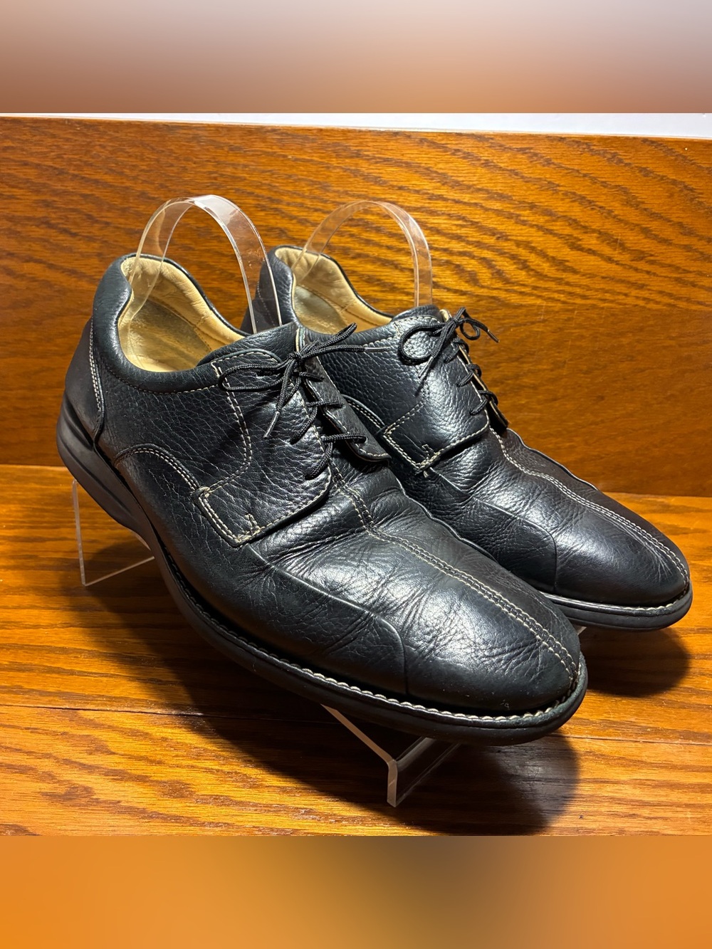 Johnston & Murphy Sheepskin Pebbled Leather Oxford Shoes Black Men’s 10.5